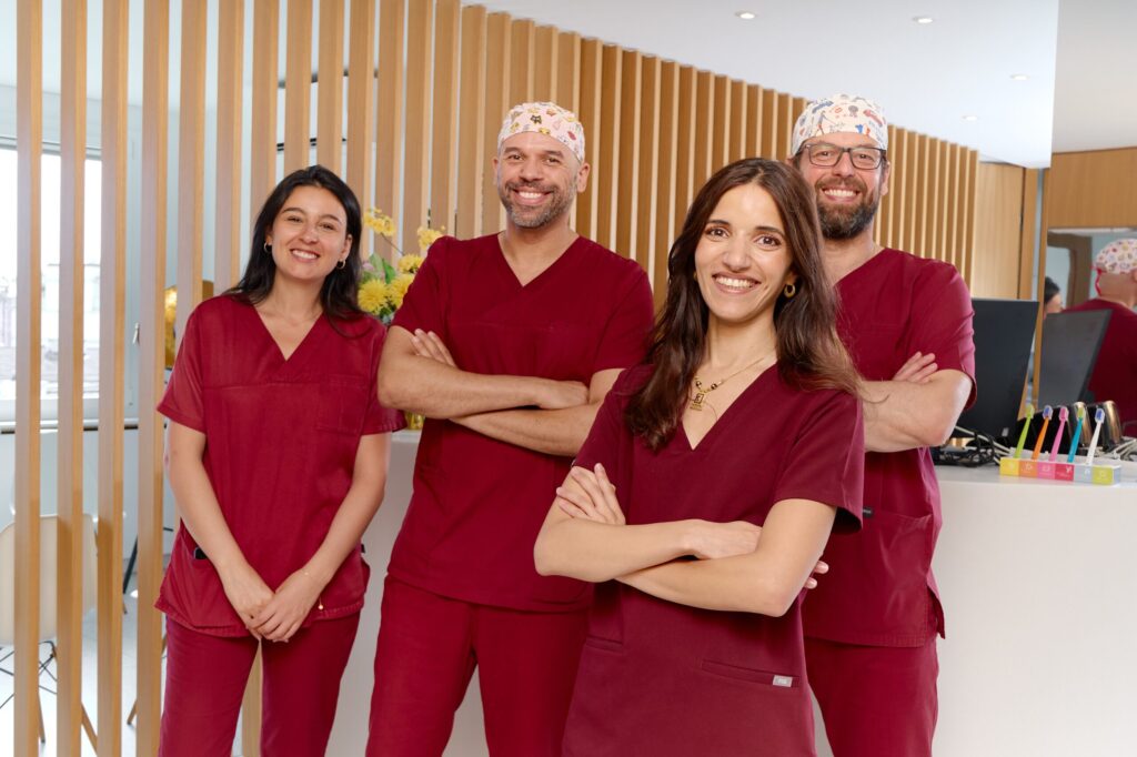 The clinic team in front of the reception desk